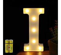 HONPHIER® - Lettere dell’alfabeto luminose con luci a LED, decorative, a batteria, per ricevimenti, feste, matrimoni, casa o bar (I)