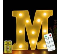 HONPHIER® Lettere lampada a forma di lettera con telecomando, lampada a LED, illuminazione lettera, luce notturna, decorazione per compleanno, festa, matrimonio (M)
