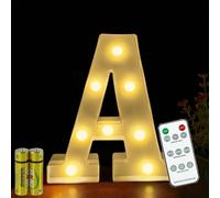 HONPHIER® Lettere lampada a forma di lettera con telecomando, lampada a LED, illuminazione lettera, luce notturna, decorazione per compleanno, festa, matrimonio (A)