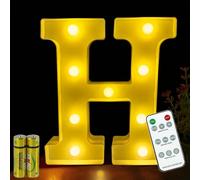 HONPHIER® Lettere lampada a forma di lettera con telecomando, lampada a LED, illuminazione lettera, luce notturna, decorazione per compleanno, festa, matrimonio (H)