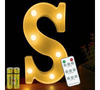 HONPHIER® Lettere lampada a forma di lettera con telecomando, lampada a LED, illuminazione lettera, luce notturna, decorazione per compleanno, festa, matrimonio (S)