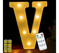 HONPHIER® Lettere lampada a forma di lettera con telecomando, lampada a LED, illuminazione lettera, luce notturna, decorazione per compleanno, festa, matrimonio (V)