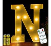 HONPHIER® Lettere lampada a forma di lettera con telecomando, lampada a LED, illuminazione lettera, luce notturna, decorazione per compleanno, festa, matrimonio (N)