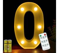 HONPHIER® Numero luce 3D con telecomando, lettere, lettere, lettere, lettere, illuminazione per lettere, luce notturna, decorazione per compleanno