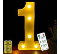 HONPHIER® Numero luce 3D con telecomando, lettere, lettere, lettere, lettere, illuminazione per lettere, luce notturna, decorazione per compleanno