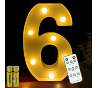 HONPHIER® Numero luce 3D con telecomando, lettere, lettere, lettere, lettere, illuminazione per lettere, luce notturna, decorazione per compleanno