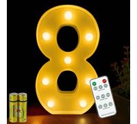 HONPHIER® Numero luce 3D con telecomando, lettero, illuminazione per lettero, luce notturna, decorazione per compleanno