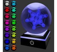 HONPHIER Sfera di Cristallo 3D Cubo di Metatron Lampada d'atmosfera Lampada Sfera LED Luci Notturne per Camera da Letto, Soggiorno, Ufficio, Decorazioni per Casa Regali per Festival