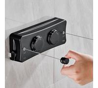 HONPHIER Stendibiancheria Retrattile, 2 x 5.1M Corda da Bucato Acciaio, Stendino Retrattile da Muro, Doppia Corda per Biancheria, Interni/Esterni (Nero)