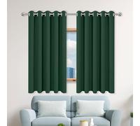 HONQGAO Tende Termiche Oscuranti per Interni 174 x 194 cm con Occhielli/Poliestere Moderne Eleganti Lino Tende Finestre con Occhielli per Il Soggiorno e La Camera, Verde Scuro