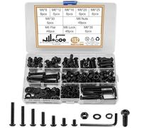 HonQiShiMY 192PCS Set di viti M6 da con dadi e rondelle esagonali, Viti a Testa Bombata con Esagono Incassato, Dadi e Bulloni a Esagonale Bussola Tonda, kit di assortimento di vite per macchina