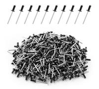 HonQiShiMY 300 PezziRivetti Alluminio 4x10mm, rivetti pop rivetti aperti, Rivetti Ciechi in Alluminio, kit assortimento di rivetti pop, Legno, Plastica, Fai Da Te (Nero) (4x10mm 300PCS)