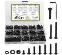 HonQiShiMY 600PCS Set di viti M4 da con dadi e rondelle esagonali, Viti a Testa Bombata con Esagono Incassato, Dadi e Bulloni a Esagonale Bussola Tonda, kit di assortimento di vite per macchina