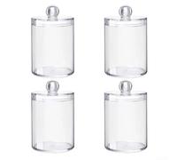 Honseadek 4 pezzi in acrilico trasparente batuffoli di cotone tamponi make up pad dispenser dispenser contenitore organizer per bagno, organizer per trucchi di bellezza 8,8 x 8,8 x 4,2 cm
