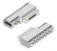 Honseadek Adattatore di ricarica magnetico USB C, convertitore di ricarica rapida PD per MagSafe 2, alloggiamento in lega di zinco, indicatore luminoso di stato, compatto e leggero (gomito)