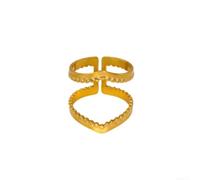 Honseadek Aperto per cuore Geometrico Acciaio Donna Aperto per cuore | Acciaio placcato oro 18K, design per cuore geometrico, apertura regolabile, per stile minimalista