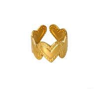 Honseadek Aperto per cuore Geometrico Acciaio Donna Aperto per cuore | Acciaio placcato oro 18K, design per cuore geometrico, apertura regolabile, per stile minimalista