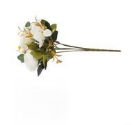 Honseadek Bouquet di peonie artificiali in seta, per feste, matrimoni, decorazione per la casa, 3 piccole peonie e 2 ortensie (bianco)