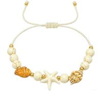 Honseadek Bracciale Boho Conchiglia Stellina Mare Regolabile 16-28cm | Design bohemiano, charms conchiglia e per stella, per stile hippie, perfetto per estate, look naturale