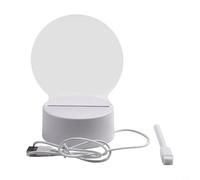Honseadek Calda luce notturna a LED, bacheca in acrilico per scrivania o parete, include penna cancellabile, stile vuoto/rotondo/cuore/calendario, messaggio USB Home D con lavagna (circolare)