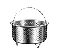 Honseadek Cestello per cottura a vapore in acciaio inox, inserto in acciaio 304 con manico, multifunzionale per verdure, frutti di mare, gnocchi, uova, carne (A)