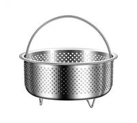 Honseadek Cestello per cottura a vapore in acciaio inox, inserto in acciaio 304 con manico, multifunzionale per verdure, frutti di mare, gnocchi, uova, carne (C)
