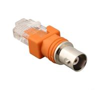 Honseadek Connettore adattatore accoppiatore coassiale BNC femmina a RJ45 maschio, alloggiamento in plastica arancione in metallo 8 pin, convertitore cavo di rete 44 x 15 x 15 mm