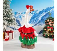 Honseadek Costume da Babbo Natale con sacco per giocattoli da 58 cm, costume da Babbo Natale in rosso e bianco, decorazione natalizia per statua d'oca portico (EZ012)