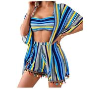 Honseadek Costume da bagno da donna, costume da bagno a quattro pezzi | Felpa con cappuccio, nappa per copribikini, nuoto al sole, costumi da bagno modesti per donne, vacanze