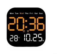 Honseadek - Display Digitale con Telecomando Led Abs Visualizzazione/Data/giorno/Conto alla rovescia Timer Parete 18,5 Cm Nero Orologio Desktop o Muro-Mou (Rosso e Arancione)