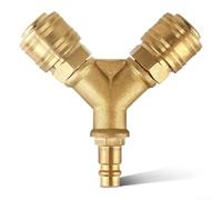 Honseadek Distributore di aria compressa industriale da 1/4 di pollice Connettore pneumatico a doppia uscita in lega di rame costruzione per sistema di compressore d'aria (placcatura in rame)