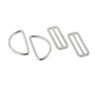 Honseadek Fibbia ad anello a D in acciaio inox e passante per cintura per immersioni, compatibile con 2 cinghie larghe, grado marino 316 anti-hardware, 1/2 coppia (2 paia)
