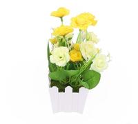 Honseadek Fiori artificiali in vaso con vaso di fiori retrò, per esterni e interni, decorazione per la casa, bassa manutenzione, piante in plastica per tutte le condizioni atmosferiche, falso