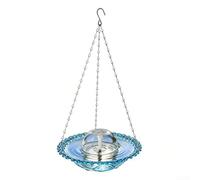 Honseadek Fontana per uccelli da giardino alimentata tramite USB, con prese d'acqua angolate e ganci per appenderla, diametro 23,5 cm, altezza 45 cm, per attirare gli uccelli (blu)