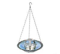 Honseadek Fontana per uccelli da giardino alimentata tramite USB, con prese d'acqua angolate e ganci per appenderla, diametro 23,5 cm, altezza 45 cm, per attirare gli uccelli (grigio)