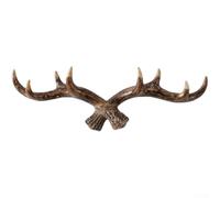 Honseadek Gancio decorativo vintage con corna di cervo nordico da appendere alla parete, grande gancio appendiabiti in resina per casa e giardino, decorazione rustica, 48 x 17,5 cm (scuro)