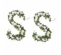 Honseadek Ghirlanda di peonie artificiali da appendere alla parete, decorazione per matrimoni, lunghezza 200 cm, ghirlanda di fiori finti con foglie realistiche, in finto rattan per la casa e (A)