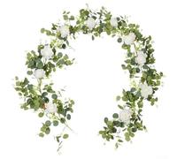 Honseadek Ghirlanda di rose bianche artificiali 185 cm, fiori di seta rampicanti per sfondo ad arco nuziale, centrotavola per feste, decorazione per la casa