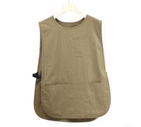 Honseadek Grembiule da cucina e catering, in tessuto Taslon resistente all'olio e impermeabile, vestibilità regolabile con tasche multiuso, abbigliamento professionale da lavoro per kaki