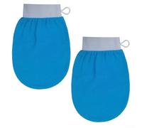 Honseadek Guanto Hammam per doccia, guanto esfoliante, guanto esfoliante per il corpo, kit per hammam a casa, pelle morta, promuove la pelle luminosa dopo l'uso (2 pezzi per blu cielo)