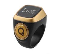 Honseadek IQibla - Anello Tasbih intelligente con display, contatore digitale impermeabile, promemoria vibrazione per i tempi di preghiera musulmana, app (18 mm nero)