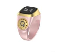 Honseadek IQibla - Anello Tasbih intelligente con display, contatore digitale impermeabile, promemoria vibrazione per i tempi di preghiera musulmana, app (18 mm rosa)