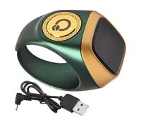 Honseadek IQibla Smart Tasbih Anello con display, contatore digitale impermeabile, promemoria vibrazione per i tempi di preghiera musulmana, app (22 mm verde)