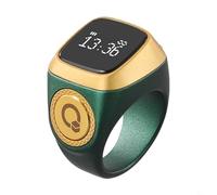 Honseadek IQibla Smart Tasbih Anello con display, contatore digitale impermeabile, promemoria vibrazione per i tempi di preghiera musulmana, app (20 mm verde)
