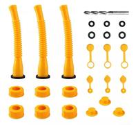 Honseadek Kit di ugelli di ricambio per lattine con tubo flessibile e anti-fuoriuscita, 3 set per taniche di carburante in plastica da 1/2/5/10 Gal, include sfiato A/B, punta da trapano, giallo