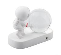 Honseadek Lampada a sfera di cristallo astronauta 3D per decorazione domestica, luce notturna a LED con base che cambia colore, design pianeta del sistema solare, per camera dei bambini, ufficio, bar