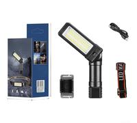 Honseadek Lampada da lavoro multifunzionale con doppio LED COB e faretto, base magnetica per riparazione mani, luminosità regolabile e ricarica USB C (BL-5308)