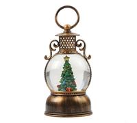 Honseadek Lanterna natalizia a forma di globo di neve, decorazione natalizia riempita d'acqua, luce calda e musica, effetto fiocchi di neve glitterati, doppia alimentazione USB o batteria, timer 6 ore