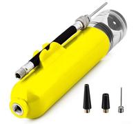 Honseadek Mini pompa portatile per palloni, pompa manuale a doppia azione per basket, calcio e pallavolo, con ago e ugelli, gonfiatore d'aria compatto da viaggio (giallo)