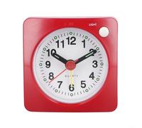 Honseadek Movimento incorporato funzione snooze sveglia portatile silenzioso in plastica per luce da viaggio mini orologio al quarzo comodino scrivania 6 x 6 x 34 cm (rosso)